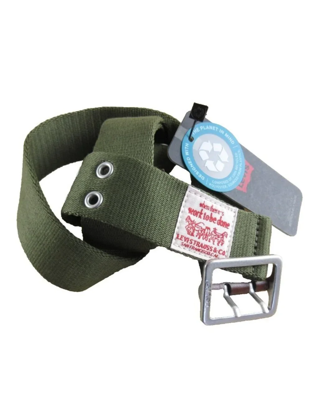 Levi's Workwear Men's Canvas Belt Metal Buckle Army Green Size Medium 34-36 NWT